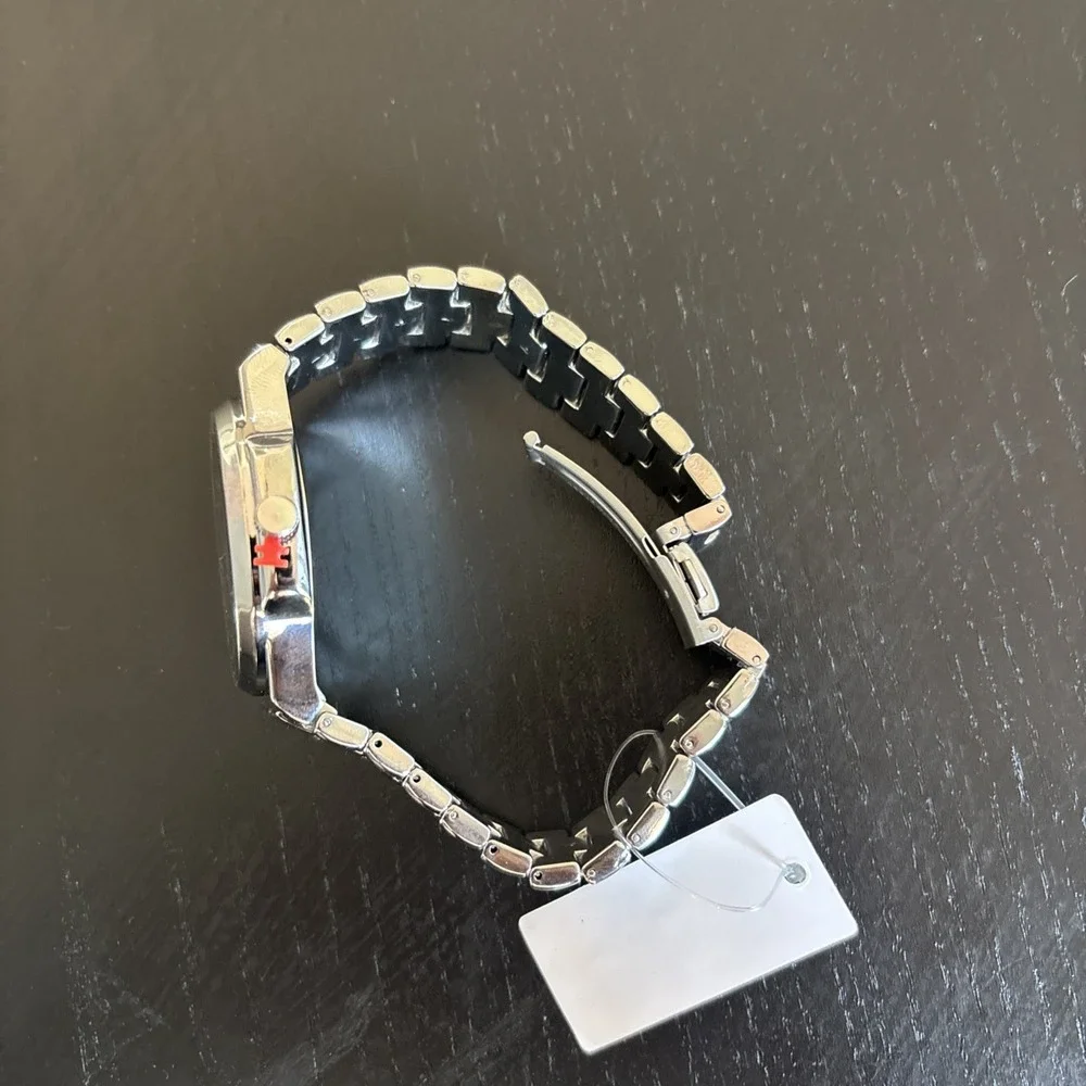 Wristwatch Blue Dial Silver Cushion Case Metal Bracelet